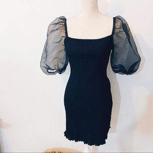 Stretchy off the shoulder sleeve cocktail dress wedding formal poofy prom